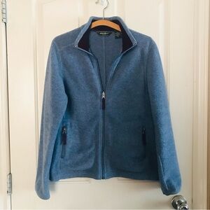 Eddie Bauer Full Zip Fleece Jacket Blue Medium Tall